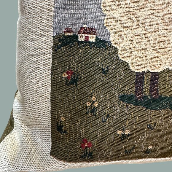 Two Farmyard Woven Decorative 18" Throw Pillows Sheep Pig Farmhouse Country EUC - Picture 7 of 13